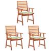 Day and Night - Day and Night Garden Dining Chairs 3 Units Solid Acacia Wood and Cushions