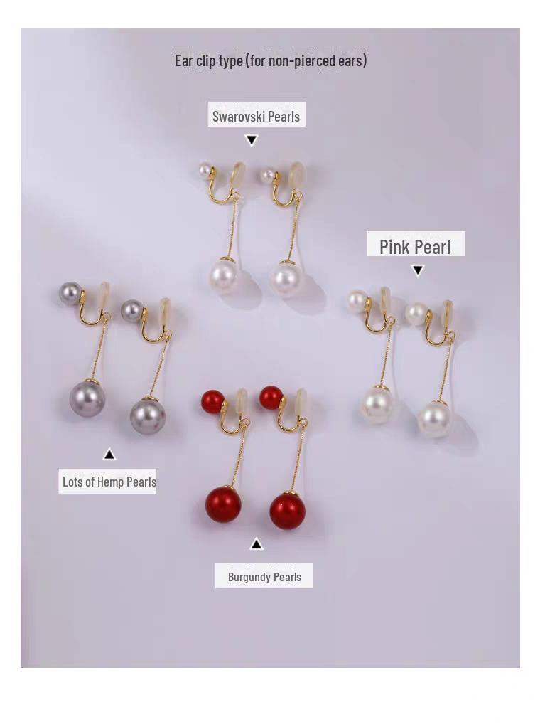 Длинные клипсы для ушей с кисточками и жемчугом: Элегантный, высококачественный, легкий, не требует пирсинга.