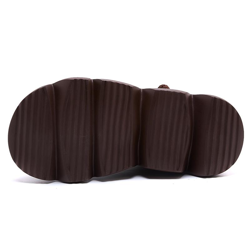 Модные полусапоги GKTINOO ручной работы на платформе, женские короткие ботинки из натуральной кожи с круглым носком, увеличивающие рост, на толстой подошве, женская обувь