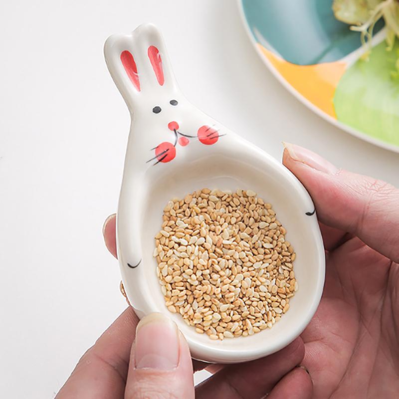 Милая кошка керамическая маленькая тарелка мини горчица песто томатный кетчуп соевый соус тарелка приправа тарелки с ручкой для домашнего ресторана