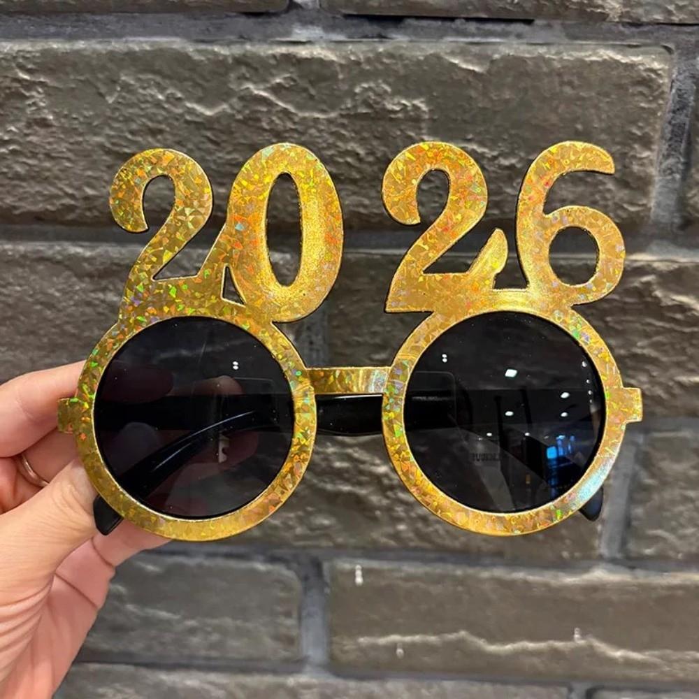 Блестящие Очки С Новым 2026 Годом Милые Креативные Рождественские Очки Цветные Сладкие Новогодние Декоративные Солнцезащитные Очки