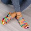 2024 Летние взрывные модели со стразами, радужные женские сандалии, красивые женские тапочки, модная пляжная обувь на плоской подошве