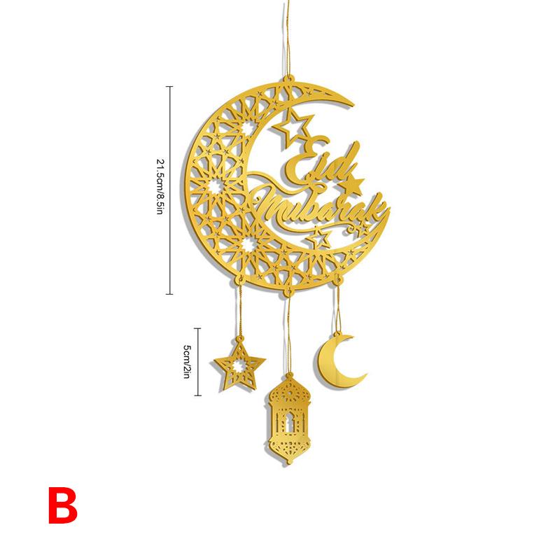 Акриловая настенная подвеска Ид Мубарак Зеркало Золотая Рамадан Карим Дверная табличка Подвесное украшение Луна Звезда Подвески