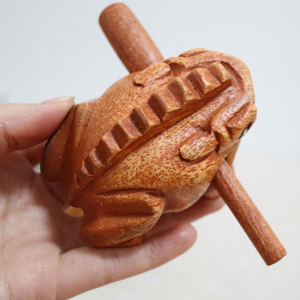 Wooden Frog Musical Instrument Handcrafted Lucky Frog Crafts Portable Frog Guiro Rasp Gifts