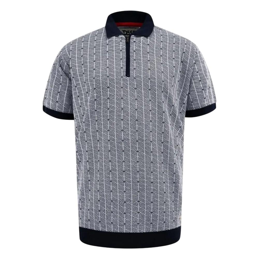Duke Mens Perry D555 Knitted Jacquard Quarter Zip Kingsize Polo Shirt