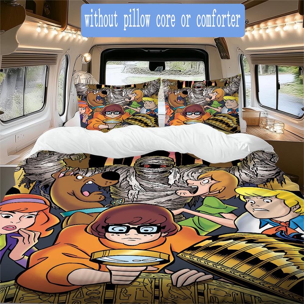 Scooby-Doo Pattern Bedding,Quilt Set Quilt Cover Pillowcase Home Birthday Gift (1*duvet cover+2*pillowcase,without core)XSJT0917182