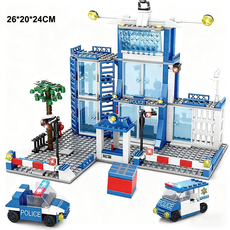 SWAT Полицейский участок Военный Город Модель Набор Тюремная Машина Полицейский Лодка Фигурки Модель Строительные Блоки DIY Игрушка для Детей Мальчиков Подарок