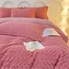 Autumn and Winter Thickened Rabbit Plush Three-dimensional Milk Velvet Winter Warm Sheets and Fitted Sheets Bedding Double Four-piece Set