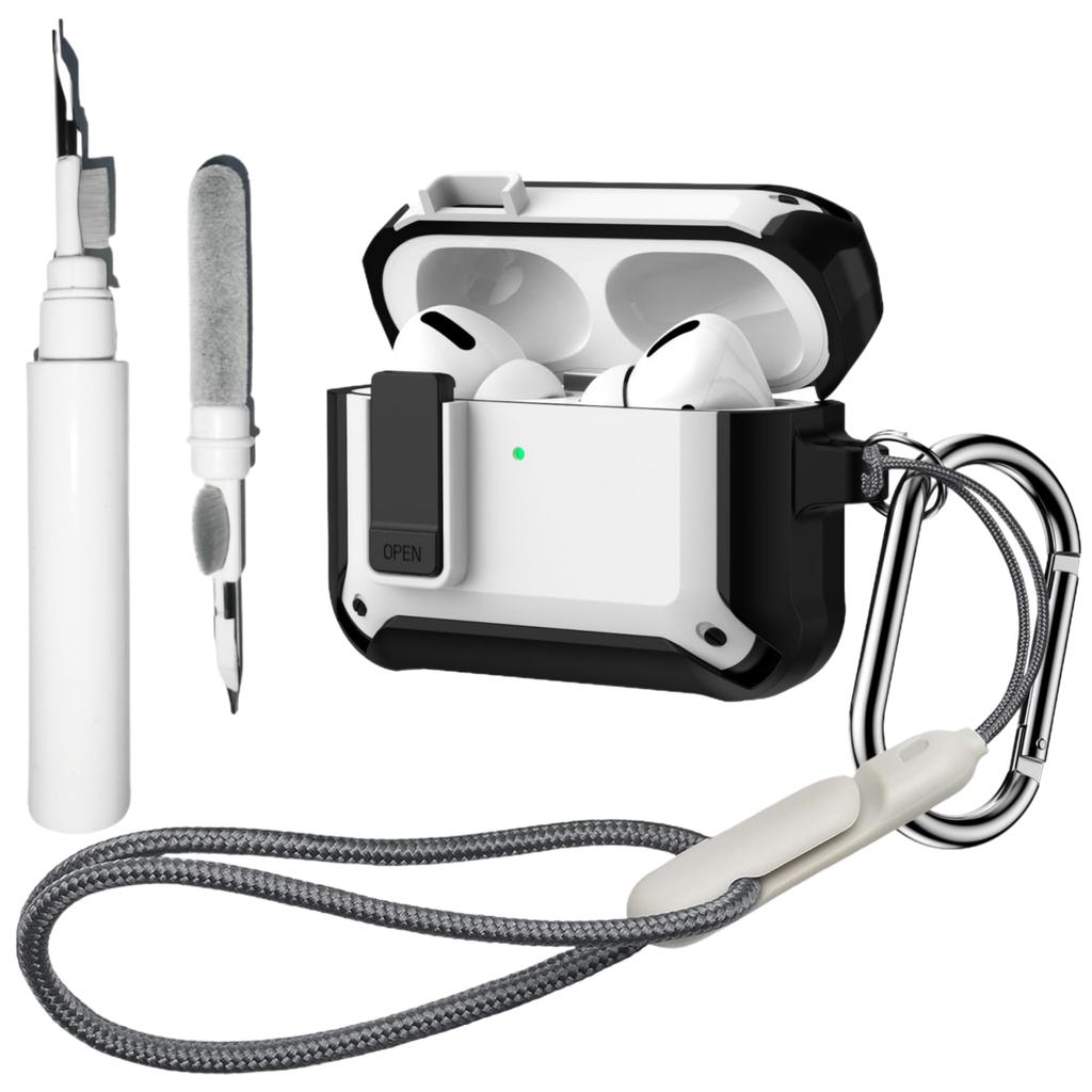 Чехол для Airpods Pro 3 (2025) Защитный чехол с надежным замком, полностью противоударный, с чистящим набором и шнурком для Apple AirPods Pro 3