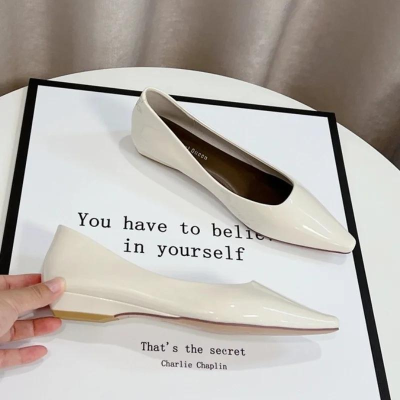 Модные классические туфли-лодочки с острым носком для женщин 2024 года, новые однотонные простые женские рабочие туфли для поездок на работу, модные универсальные туфли с неглубоким носком