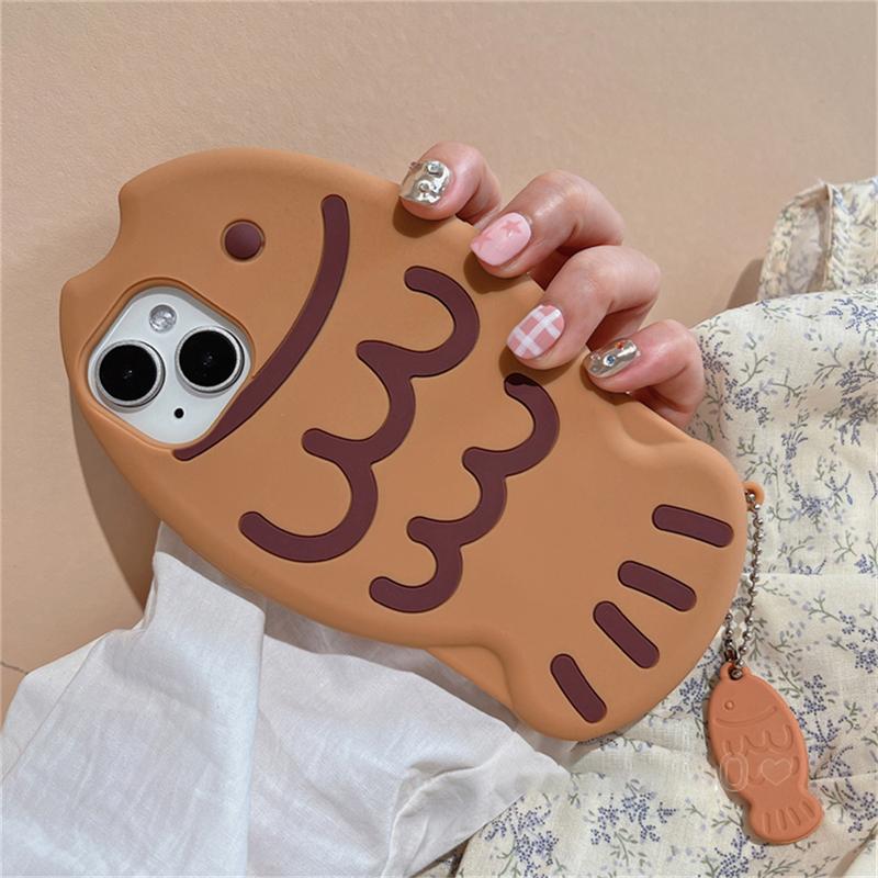Японский милый 3d Snapper Yaki силиконовый чехол для телефона для Iphone 14 13 12 11 Pro Max с милой подвеской в ​​виде рыбки, защитный мягкий чехол, принципиально