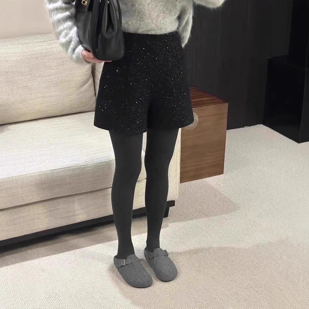 Шерстяные шорты А-силуэта с высокой посадкой 'Звездное небо' - Весенние повседневные шорты с широкими штанинами для женщин плюс-сайз