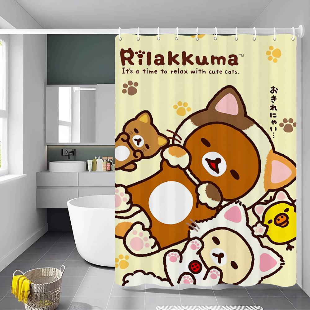 Классика R-Rilakkuma-A 1 шт. Занавеска для душа Полиэстер Водонепроницаемая занавеска для душа Перегородка для ванной комнаты Декоративный аксессуар