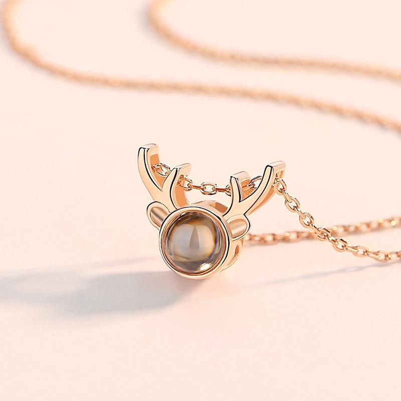 Ожерелье для женщин, One Deer with You, проекция универсальной ключичной цепочки, модный кулон в виде рогов оленя, памятный подарок для пары на дороге