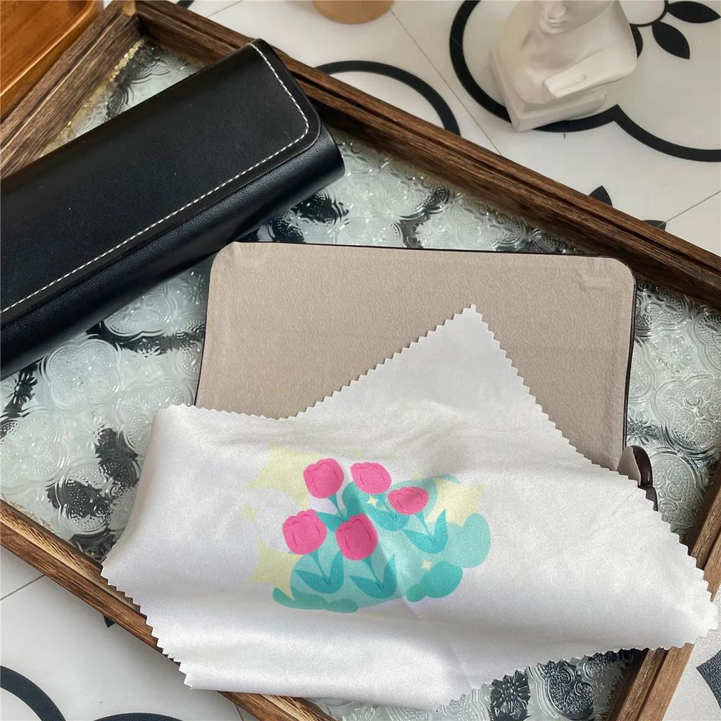 Милые Ins мультфильм тюльпан близорукость очки салфетка для чистки девушка креативный мобильный телефон экран чистка полотенце футляр для очков аксессуары