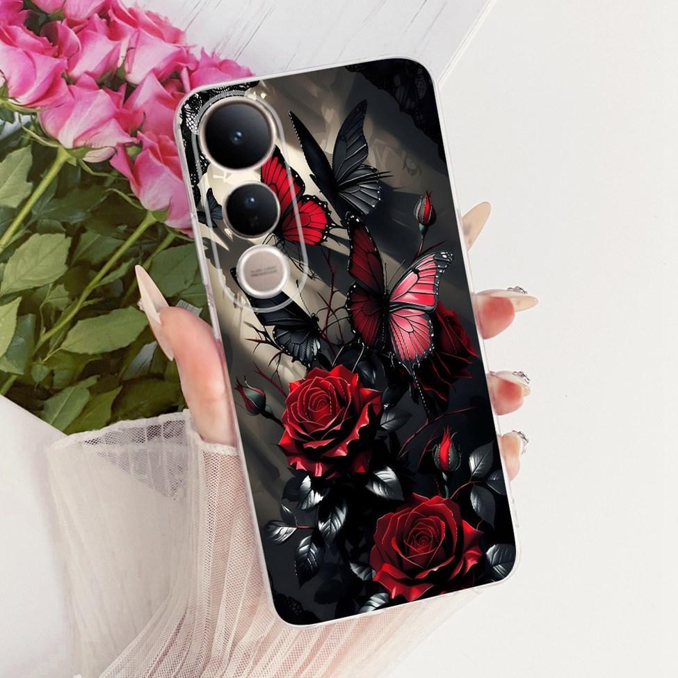 Clear Casing For Vivo V2440 Cover For Vivo V50 Lite 5G Case Cute Cat Fashion Butterfly 2D Painted Soft TPU