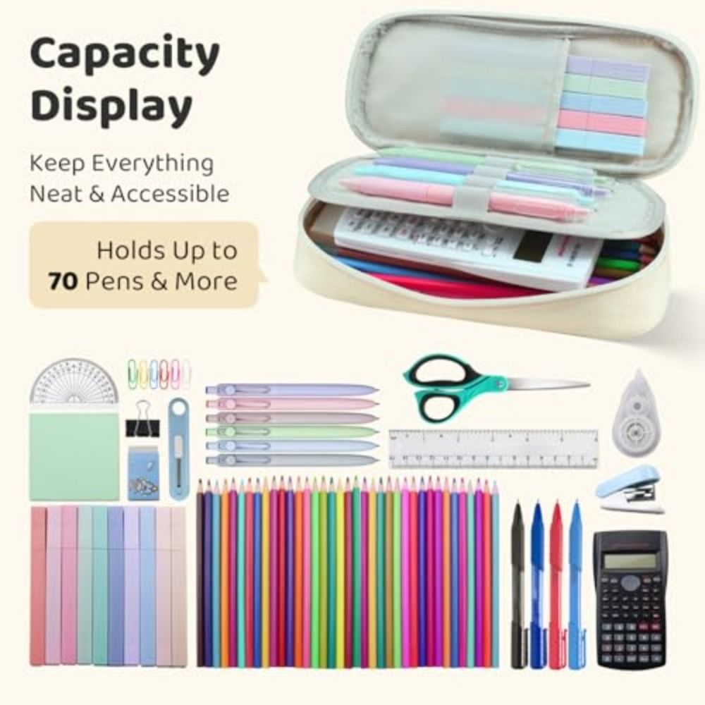 Oxford Cloth Minimalist Pen Bag Zippered Stationery Organizer Back-To-School Season
