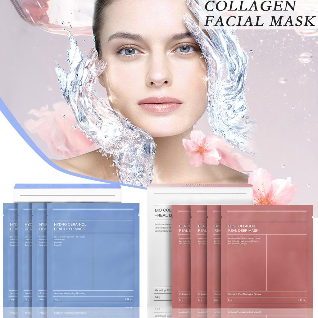 Коллагеновая маска, глубоко увлажняющая маска, ночная увлажняющая маска, фиксирует влагу и увлажняет кожу, 34 мл