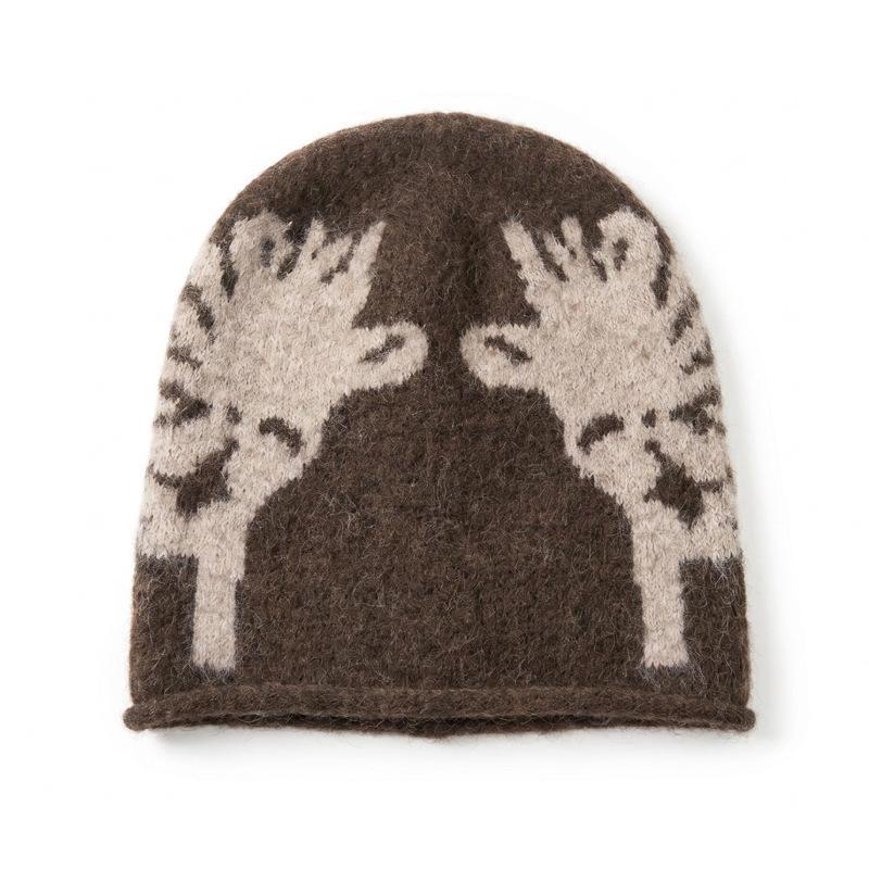 Autumn and winter hats Women's retro stacking hats Versatile knitted hats Wool hats Warm and cold-proof ear protection Baotou hats Tide
