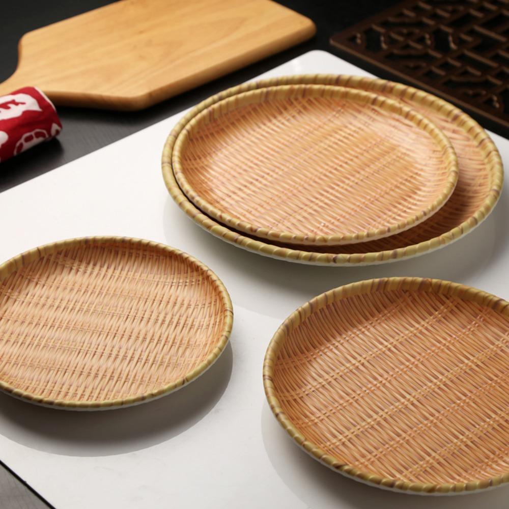Traditional Imitation Weaving Dinner Plate Classic Snack Plate Fruit Plate Decoration Tray Home
