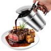 450ML Sauce Dispenser Double Insulated Sauce Gravy Boat Stainless Steel Vinaigrette Pot with Hinged Lid for Restaurant Household