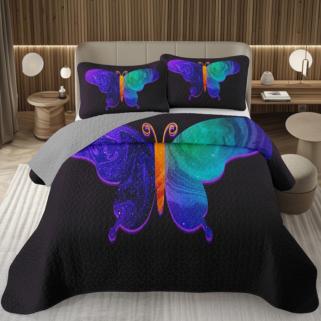 Покрывало с бабочками Твин/Квин/Кинг Акварельный ботанический цветочный стеганый двусторонний комплект постельного белья в стиле фэнтези
