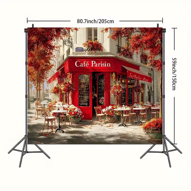 2D Autumn French Street Cafe Party Decoration Background