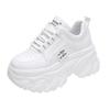 Fashion White Black Chunky Sneakers Women Spring Autumn Thick Bottom Shoes Woman's Fashion PU Leather Platform Sneakers Ladies Lace-up