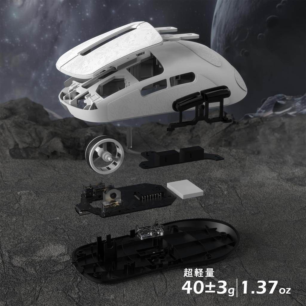 Игровая мышь ATTACK R6 подключение 8000 Гц сенсор PAW3950MAX чип Nordic52840 Оснащена эргономичным 8K ресивером Поставляется с наклейкой с японским