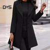 Женский шерстяной пиджак с отложным воротником, однобортное пальто, приталенное, с длинными рукавами, для поездок на работу, свиданий, весна, осень, зима