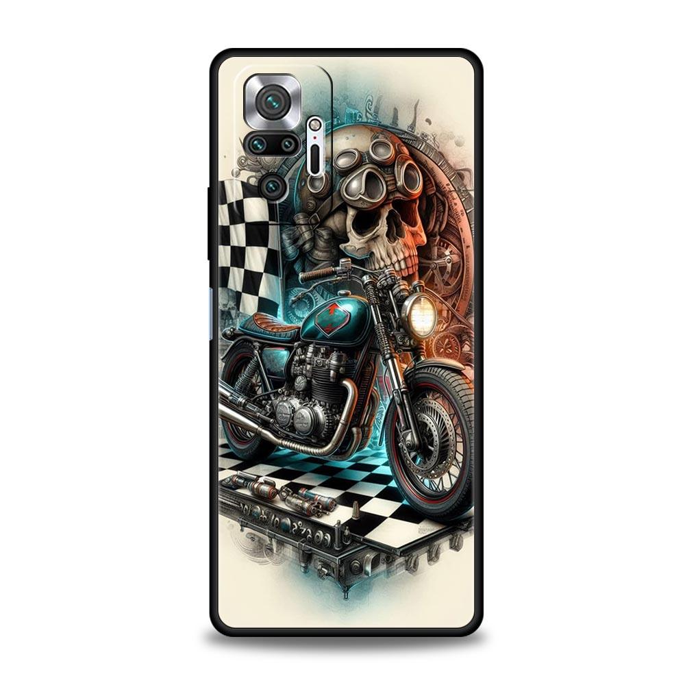 Цвета Винтажный Мотоцикл Расписной Чехол для Телефона Cover для Redmi 14C 10C Note 15 14 13 12 10 11 K40 Pro Plus 5G Мягкий ТПУ Чехол Сумки
