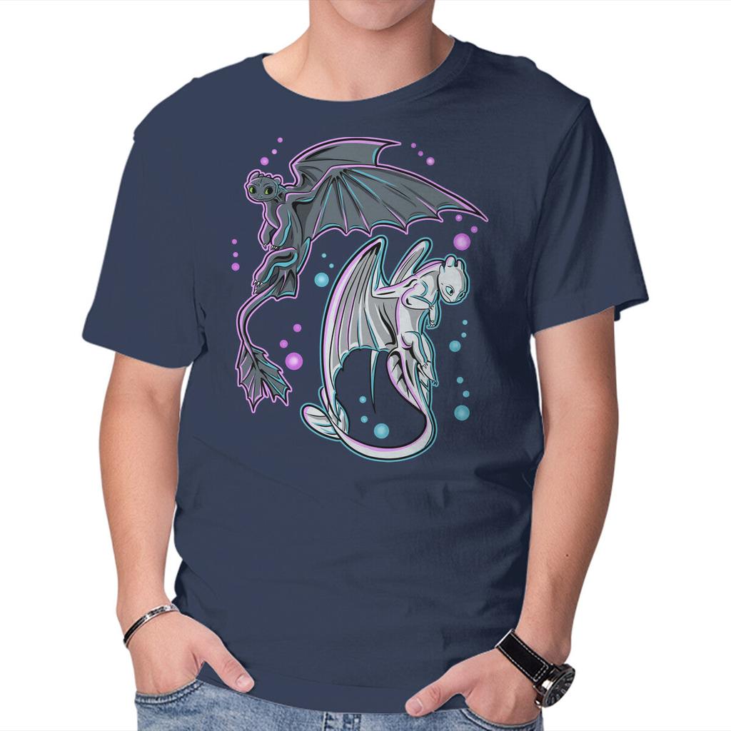 Unisex Crew Neck T-Shirt Couple Of Dragons Graphic Short Sleeve Casual Tee