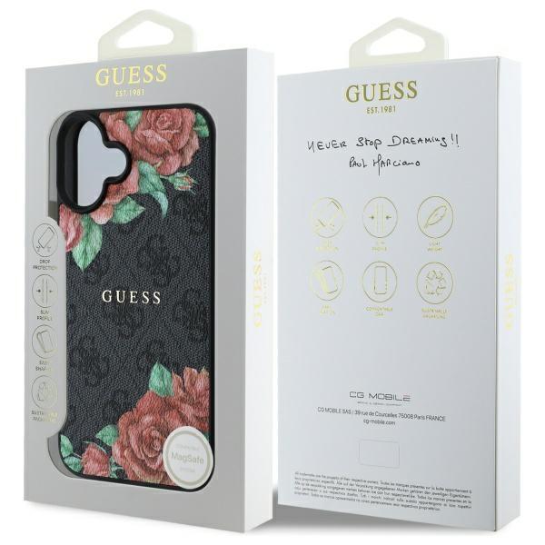 Guess Guhmp16Sp4Ropemck Iphone 16 6.1   Czarny/Black Hardcase 4G Flowers Print Magsafe