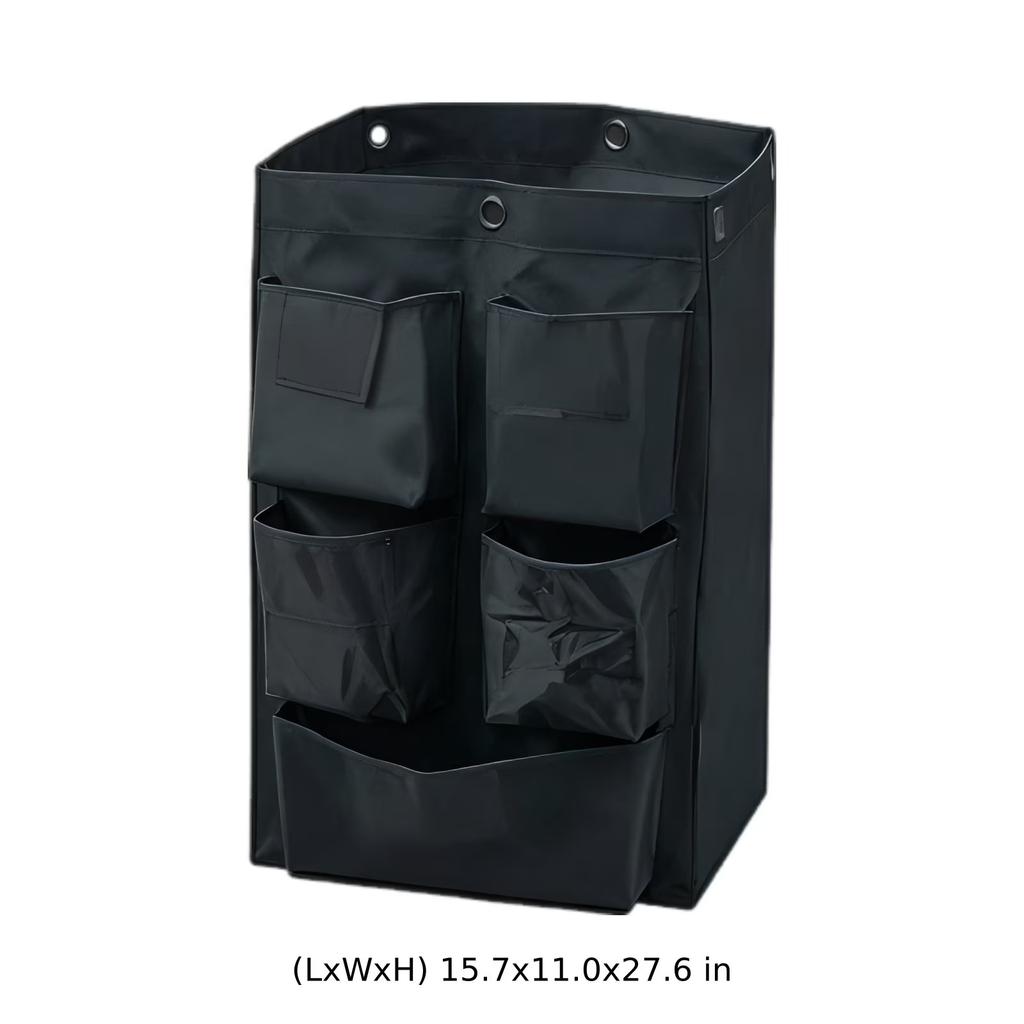 Replacement Janitorial Cart Bag, 15.7 x 11.0 x 27.6 in Housekeeping Bags with 5 Pockets, Heavy Duty Oxford Commercial Cleaning Cart Bag