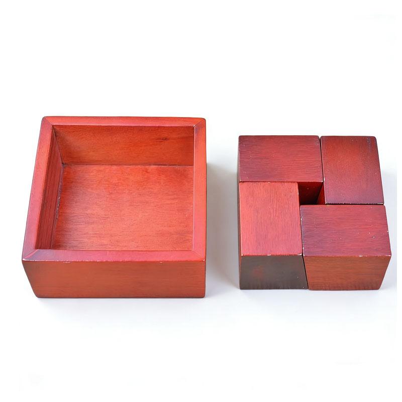 Impossible Wooden Brain Teaser Puzzle Box Cleverly Place Four Pieces Logic Cube High Difficulty Iq Challenge For Kids Adults