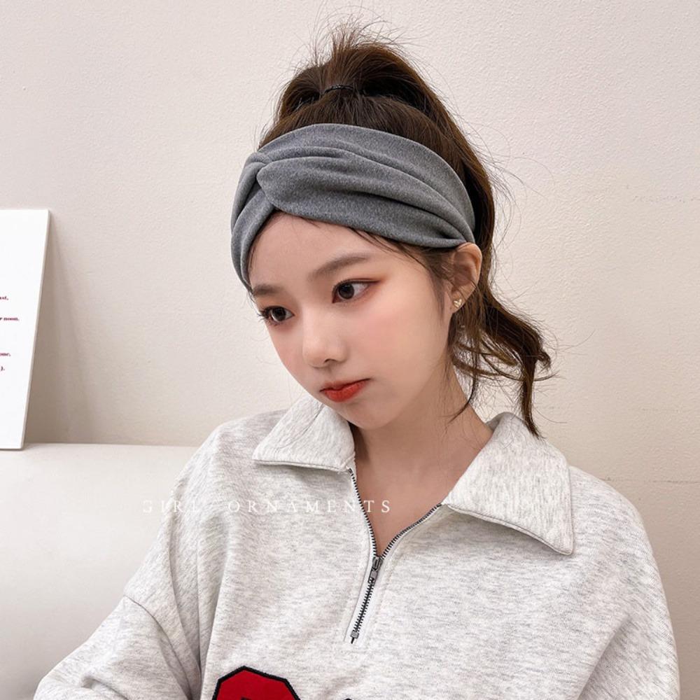 Solid Color Wide Headband Elastic Turban Workout Headband New Sports Yoga Hair Band for Wash Face