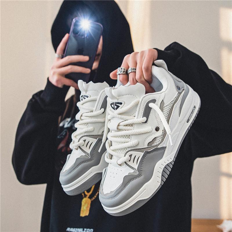 Мужские кроссовки в стиле ретро, увеличивающие рост, с нескользящей подошвой — весна и осень 2025 г., гонконгский стиль