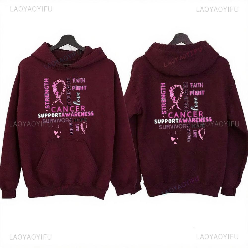 Cancer Hoodie Breast Cancer Hoodie Cancer Hoodie Pocket Adjustable Drawstring Sportswear Autumn and Winter Keep Warm