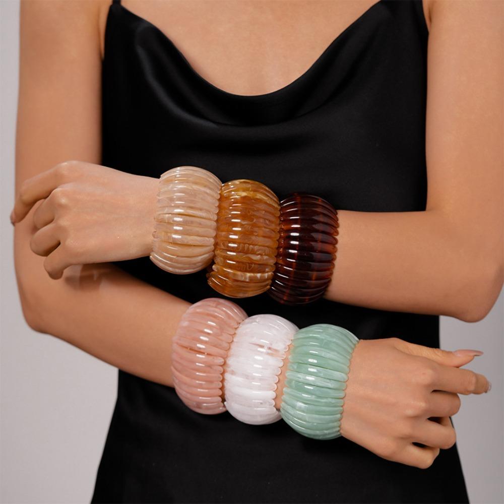 Wide Size Acrylic Bangle Bohemian Retro Hand Ring Temperament Irregular Wide Bracelet Decoration