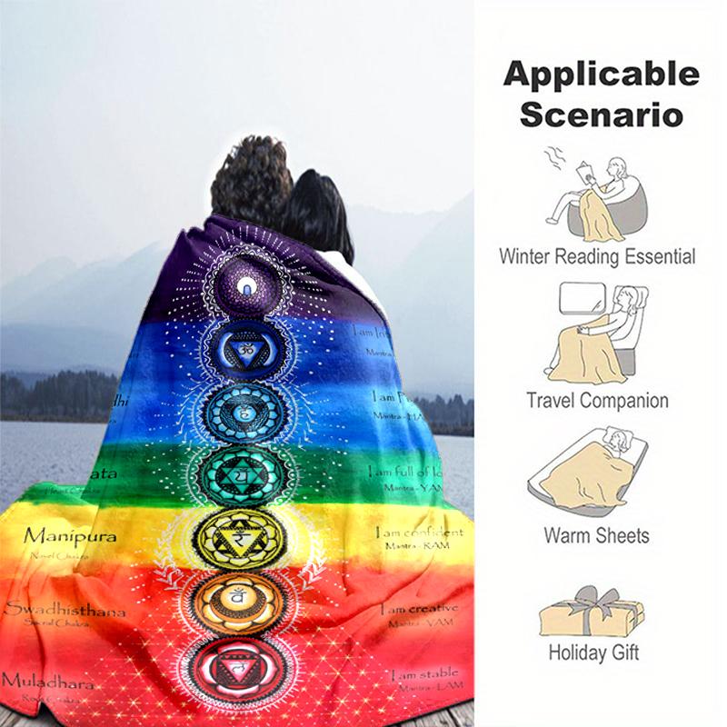 1PC Yoga Elements printed blanket, all season lightweight home office outdoor nap multifunctional blanket A12