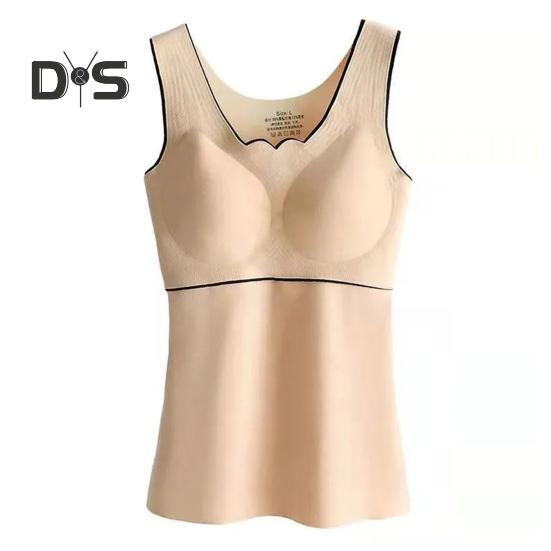 Женский осенне-зимний тепловой жилет, утолщенный плюшевый жилет без рукавов с V-образным вырезом, облегающий мягкий пуловер, мягкий эластичный низ без косточек, нижнее белье, майка