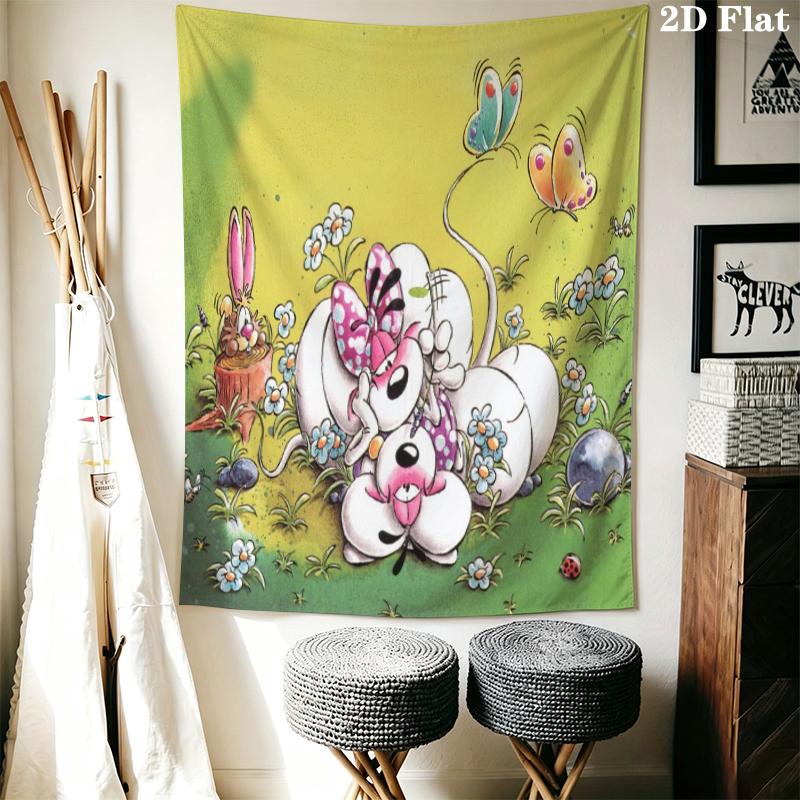 diddl Wall Tapestry Aesthetic Wall Hanging Printed Fabric Blanket Decorative Tapestries for Bedroom Living Room Home Decor