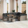 12-Piece Garden Sofa Set With Grey Cushions Poly Rattan Acacia 3362178