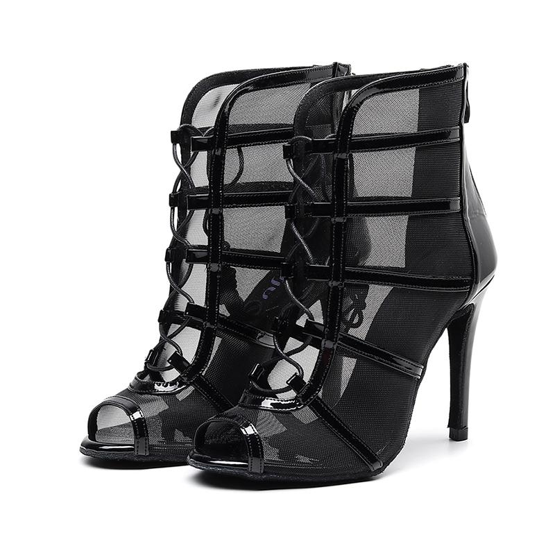 Высокие танцевальные ботинки с открытым носком, женские танцевальные туфли из стальной трубы для латинского джаза, танцевальная обувь на высоком каблуке, дышащая удобная обувь на каблуке высотой 10 см