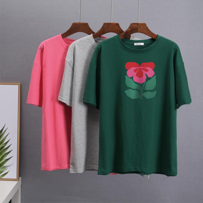 Hirsionsan Harajuku футболка с цветочным принтом женская летняя шикарная готическая одежда абстрактные футболки с рисованной графикой свободные хлопковые женские топы