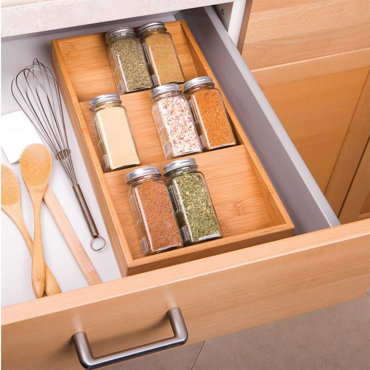 Бамбуковая полка для хранения специй в ящике