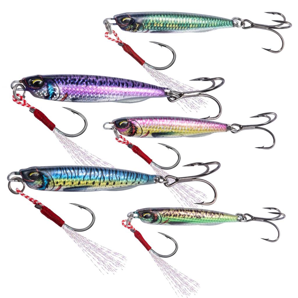 Goture Metal Jig Live Bait Set of 5 with for Shore Sea Boat Bass Sea and 30g Lures, Colors, Hooks, Jigging, Fishing, Fishing, Fishing, Bass, Flounder,