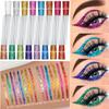 16 Colors Colorful Sequins Glitter Powder Liquid Eyeliner Glitter Eyeliner Metallic Shimmer Waterproof Glitter Eyeshadow for Party Festival Makeup