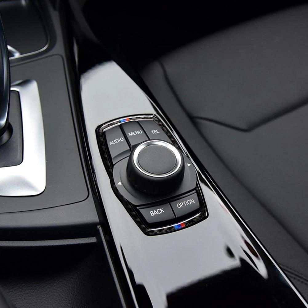 Автомобильная рамка из углеродного волокна для BMW Media Button Sticker Knob Cover Наклейки для салона для F10 F20 F30 F34 F07 F25 F26 F15 F16