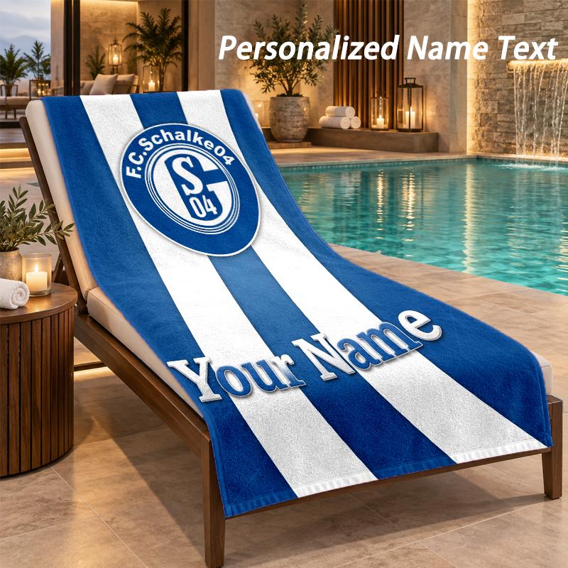 Пляжное полотенце с принтом Schalke 04 FC и индивидуальным текстом, большое полотенце для дома, ванной комнаты, пляжа